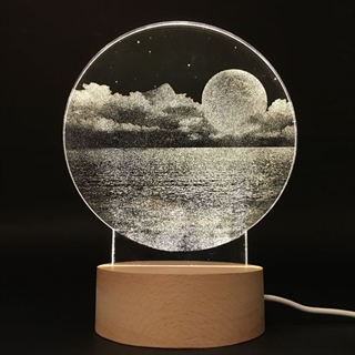 Månen og havet 3D lampe